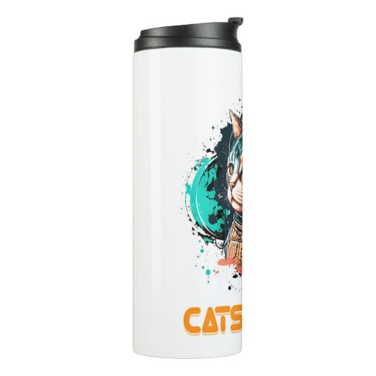 宇宙飛行士の猫または宇宙猫 タンブラー (回転左)