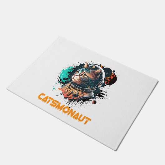 宇宙飛行士の猫または宇宙猫 ドアマット (アングル)
