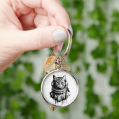 宇宙飛行士の猫インクアート キーホルダー (手)