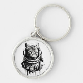 宇宙飛行士の猫インクアート キーホルダー