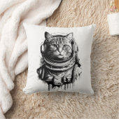 宇宙飛行士の猫インクアート クッション (ブランケット)