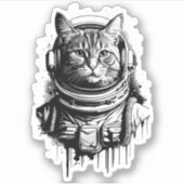 宇宙飛行士の猫インクアート シール (正面)