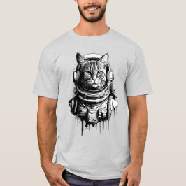 宇宙飛行士の猫インクアート Tシャツ