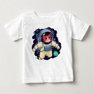 宇宙飛行士の猫カラフル ベビーTシャツ