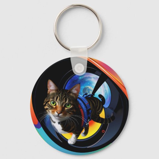 宇宙飛行士の猫キーチェーン キーホルダー (正面)