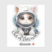 宇宙飛行士の猫ステッカー – 「Out of This World」 シール (シート)