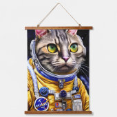 宇宙飛行士の猫作品 吊り下げ型タペストリー (正面2)