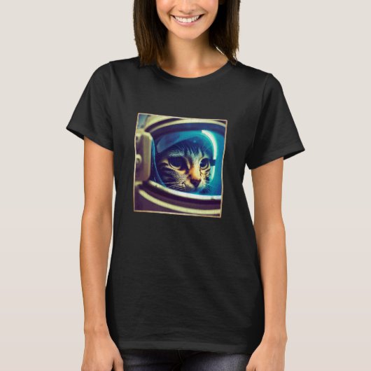 宇宙飛行士の猫 スペーススーツ 銀河 宇宙 Tシャツ (正面)