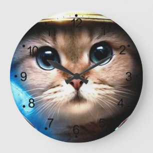 宇宙飛行士の猫 ラージ壁時計