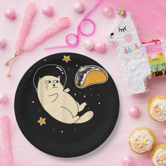 宇宙飛行士の猫in宇宙タコムーン ペーパープレート