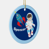 宇宙飛行士の男のクール子のパーソナライズされたクリスマス セラミックオーナメント (右)