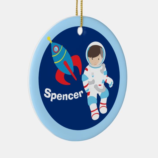 宇宙飛行士の男のクール子のパーソナライズされたクリスマス セラミックオーナメント (右)