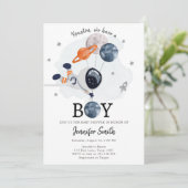 宇宙飛行士の男の子のベビーシャワー招待状 招待状 (スタンド正面)
