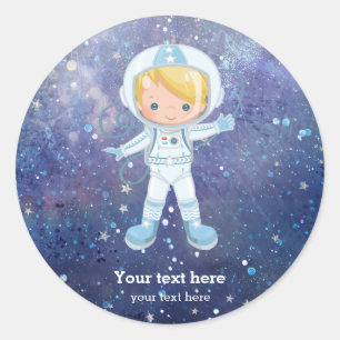 宇宙飛行士の男の子の宇宙 ラウンドシール