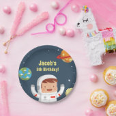 宇宙飛行士の男の子 銀河 宇宙 誕生日パーティーグッズ ペーパープレート (パーティー)