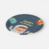 宇宙飛行士の男の子 銀河 宇宙 誕生日パーティーグッズ ペーパープレート (アングル)