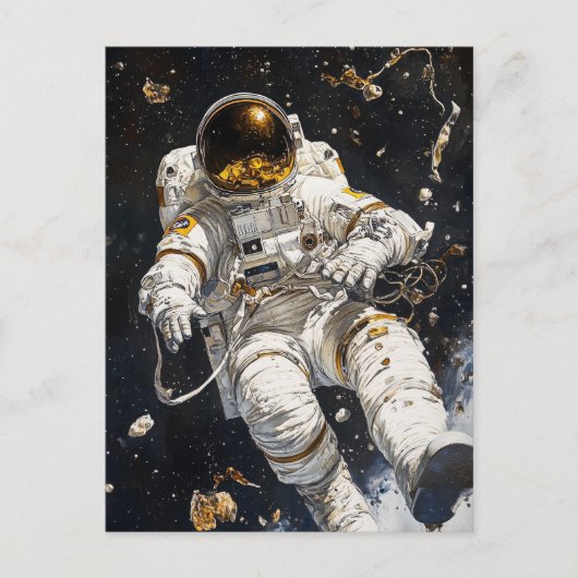 宇宙飛行士の絵画 ポストカード (正面)