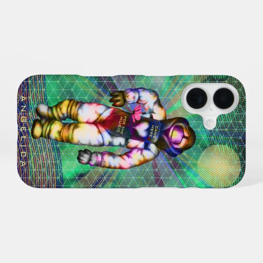 宇宙飛行士の絵 音楽のためにここに来た かっこいい宇宙 iPhone 16ケース (裏面横)