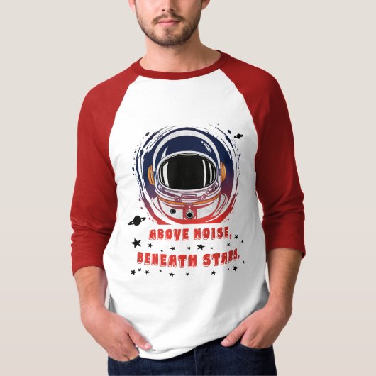 宇宙飛行士の肖像ラグランTシャツ Tシャツ (正面)