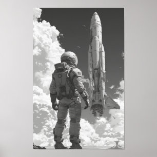 宇宙飛行士の肩の上に貼られたポスター ポスター