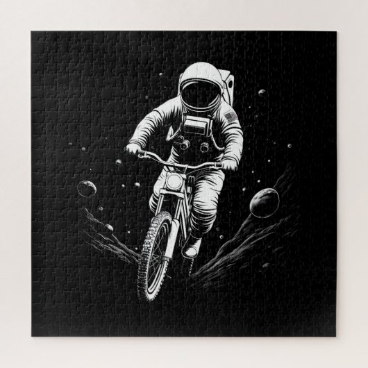 宇宙飛行士の自転車乗り宇宙冒険 ジグソーパズル (縦)