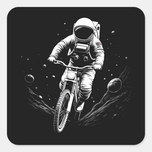 宇宙飛行士の自転車乗り宇宙冒険 スクエアシール (正面)