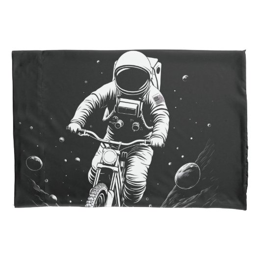 宇宙飛行士の自転車乗り宇宙冒険 枕カバー (正面)