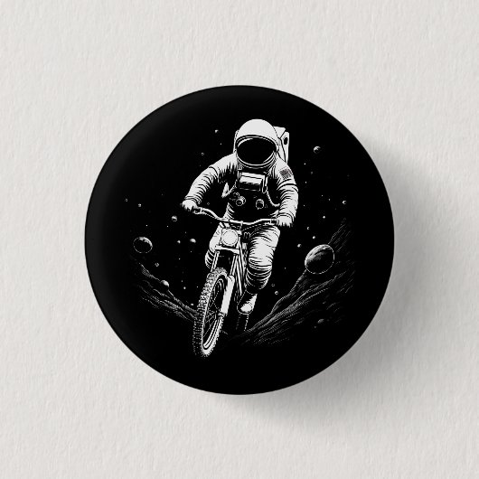 宇宙飛行士の自転車乗り宇宙冒険 缶バッジ (正面)