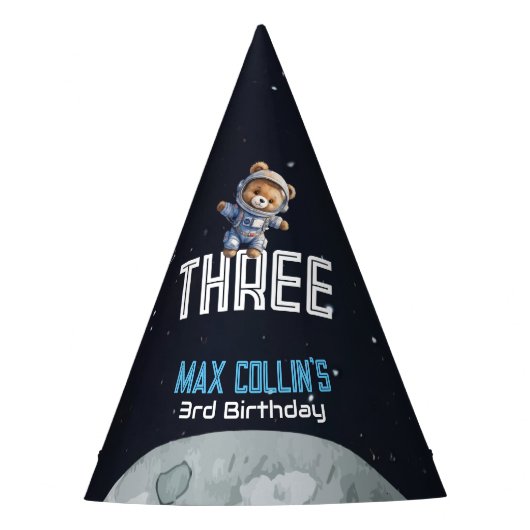 宇宙飛行士の誕生日お祝いにぴったりなデザイン あらゆる年齢に対応 パーティーハット (正面)