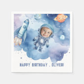 宇宙飛行士の誕生日の写真 スタンダードカクテルナプキン (正面)