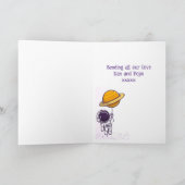 宇宙飛行士の誕生日カード、編集可能な文字/名前 カード (内部)