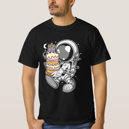 宇宙飛行士の誕生日ケーキ Tシャツ (正面)