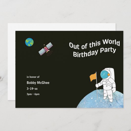 宇宙飛行士の誕生日パーティーから 招待状 (正面/裏面)