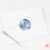 宇宙飛行士の誕生日パーティーの写真 ラウンドシール (封筒)