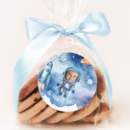 宇宙飛行士の誕生日パーティーの写真 ラウンドシール
