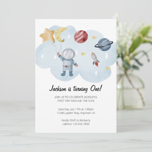 宇宙飛行士の誕生日パーティーへの招待 招待状 (スタンド正面)