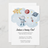 宇宙飛行士の誕生日パーティーへの招待 招待状 (正面/裏面)