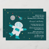 宇宙飛行士の誕生日パーティーへの招待 招待状 (正面/裏面)