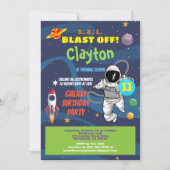 宇宙飛行士の誕生日パーティー銀河系の子供の招待 招待状 (正面)