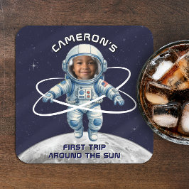 宇宙飛行士の誕生日パーティー 初めての太陽一周 スクエアペーパーコースター
