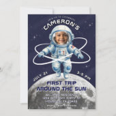 宇宙飛行士の誕生日パーティー 初めての太陽一周 招待状 (正面)