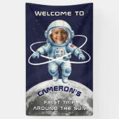 宇宙飛行士の誕生日パーティー 初めての太陽一周 横断幕 (縦)