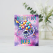 宇宙飛行士の誕生日ボーイ ポストカード (スタンド正面)