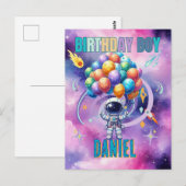 宇宙飛行士の誕生日ボーイ ポストカード (正面/裏面)