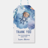 宇宙飛行士の誕生日写真 ありがとう ギフトタグ (正面)