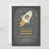 宇宙飛行士の誕生日写真 招待状 (正面)