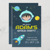 宇宙飛行士の誕生日招待状、アウトー・スペース誕生日 招待状 (正面/裏面)