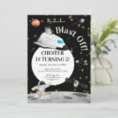 宇宙飛行士の誕生日招待状 スペース招待状 招待状 (スタンド正面)