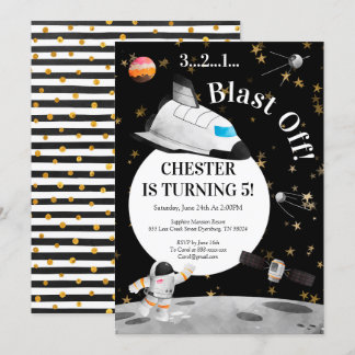 宇宙飛行士の誕生日招待状 スペース招待状 招待状