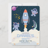 宇宙飛行士の誕生日招待状 - 宇宙テーマ 招待状 (正面)
